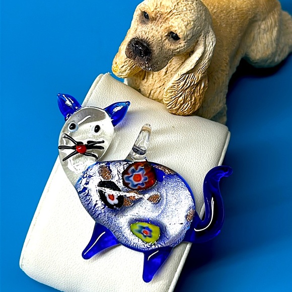 🖤NEW💕Murano art glass Cat pendant - Picture 1 of 13